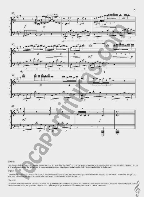 4 Partitura de Piano de Lágrimas de Seda por Piano San. Tears Silk Sheet Music for Piano 