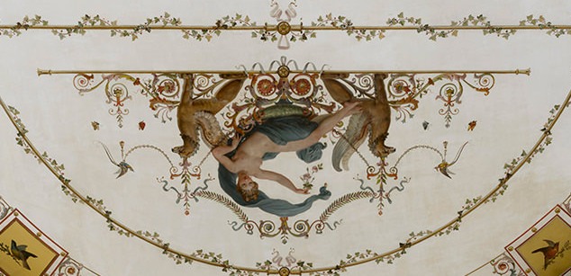 Handpainted ceiling mural at Ritz Paris