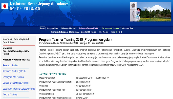 Beasiswa untuk Guru | Program Teacher Training 2019 Kabar buat para guru yang masih berkeinginan untuk meneruskan studi nih. Kabar beasiswa untuk Guru bernama Program Teacher Training 2019 (Program non-gelar). Pendaftarannya sudah berlangsung sejak 13 Desember 2018. Tapi masih ada kesempatan untuk mendaftar hingga tanggal 15 Januari 2019.