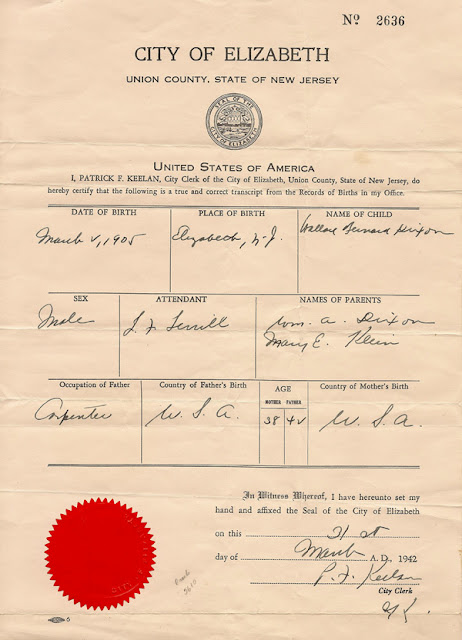 Birth record for Wallace Bernard Dixon issued 31 March 1942, showing corrected name. Birth record for Wallace Bernard Dixon issued 31 March 1942, showing corrected name.