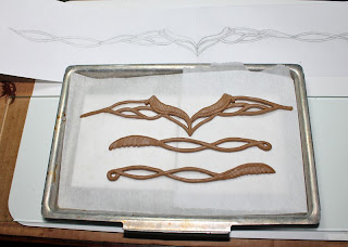 Elrond circlet clay form ready for baking.