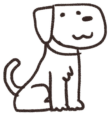 犬のイラスト（動物） 白黒線画