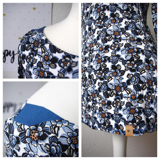 Collage Shirt Frau Marlene aus Stoff mit Blumen Schnittmuster für Frauen von frizi & schnittreif genäht von Basteltantes Nähkästchen Collage Shirt Frau Marlene aus Stoff mit Blumen Schnittmuster von frizi & schnittreif selbst genähte Damen Oberteil Longsleeve mit Schultereinsätzen