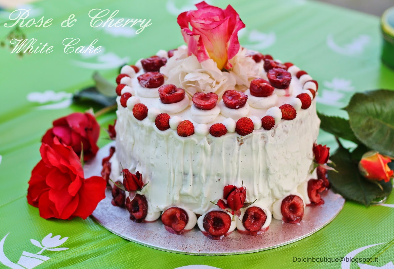 white rose & cherry cake  re-cake 8