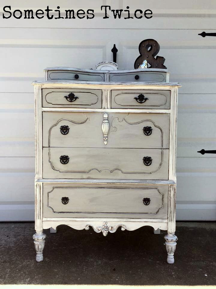 Sometimes Twice... Grey and White Antique Dresser