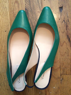 green sling backs