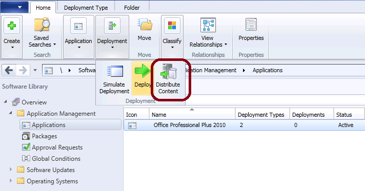SCCM 2012: Distribute Content For Application Deployment in SCCM