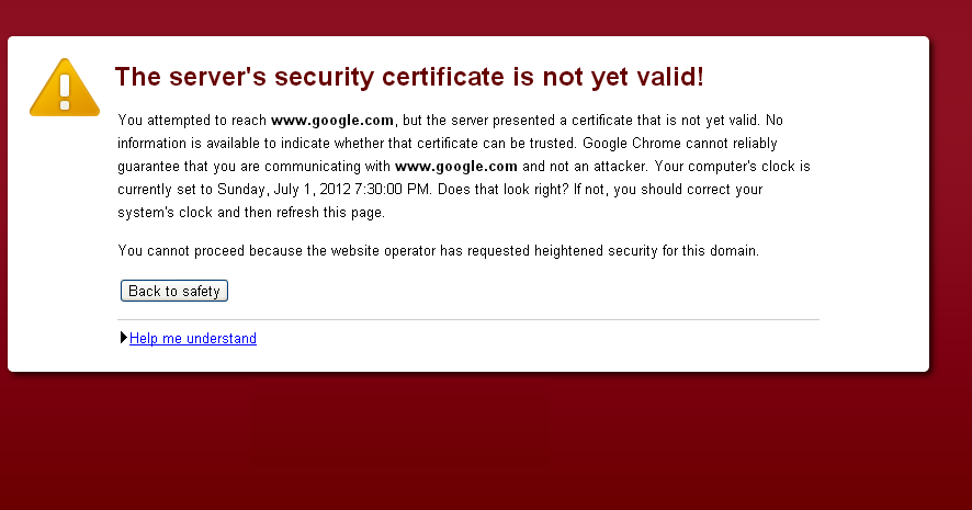 Security certificate. Security certificate