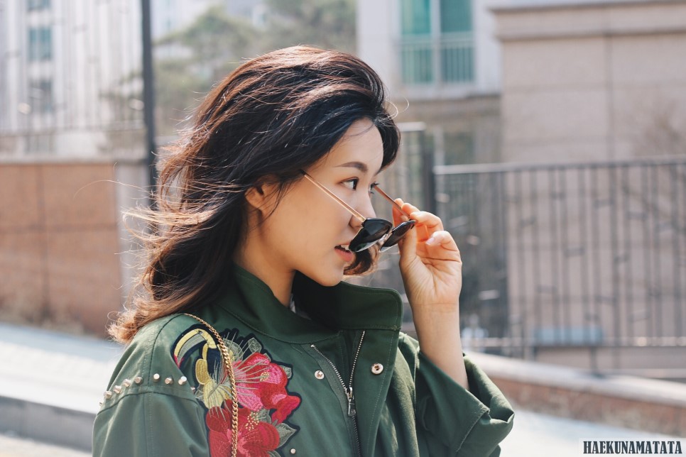 ZARA Embroidered Military Jacket, White Ruffle Floral Dress, CARIN Sunglasses ZARA Embroidered Military Jacket, White Ruffle Floral Dress, CARIN Sunglasses