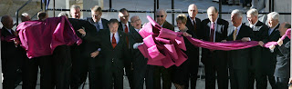 (Steve Griffin | The Salt Lake Tribune) Dignitaries, including LDS Church President Thomas S. Monson, cut the ribbon to officially open the City Creek Center mall in Salt Lake City, Utah, on Thursday, March 22, 2012. The church built the shopping and housing center for $1.5 billion.