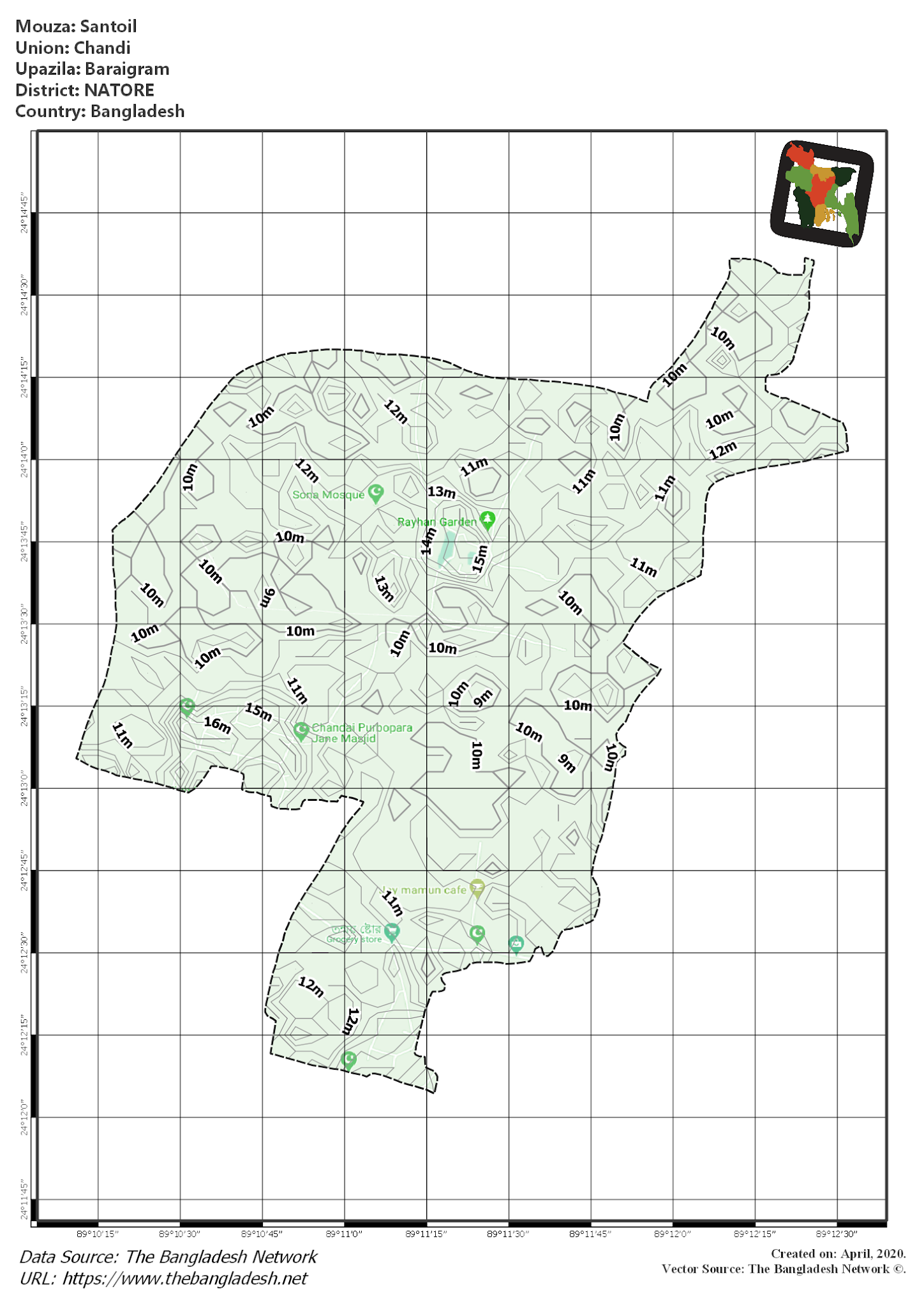 Map of Santoil Mouza of Baraigram Upazila, NATORE Map of Santoil Mouza of Baraigram Upazila, NATORE, Bangladesh.