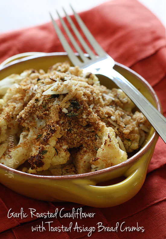 Recipes Garlic Roasted Cauliflower with Toasted Asiago Bread Crumbs