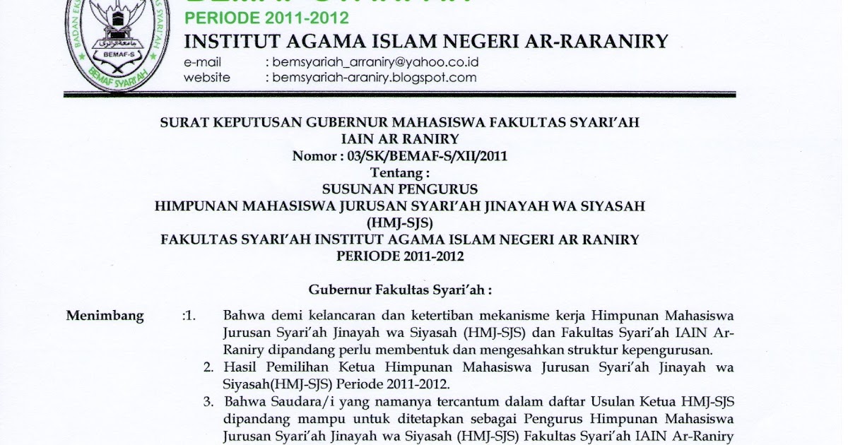 Contoh Sk Himpunan Mahasiswa Program Studi Dunia Sosial Contoh Sk Himpunan Mahasiswa Program Studi Dunia Sosial