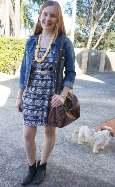 Away From Blue  Aussie Mum Style, Away From The Blue Jeans Rut: Printed  Wrap Dresses and Louis Vuitton Damier Ebene Speedy Bandouliere Bag for the  Office