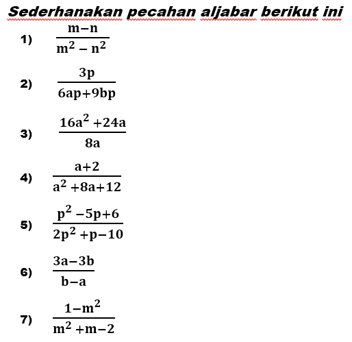 Mathematics Terms for Junior High School: Operasi pecahan dalam bentuk