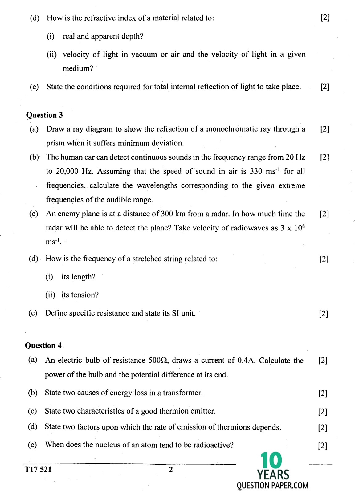 icse 2017 class 10th physics science paper 1 question paper icse 2017 class 10th science physics paper 1 question paper