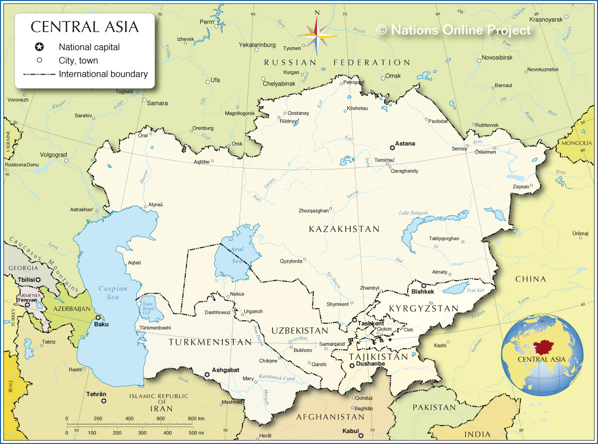 Karte von Asien Region Provinz