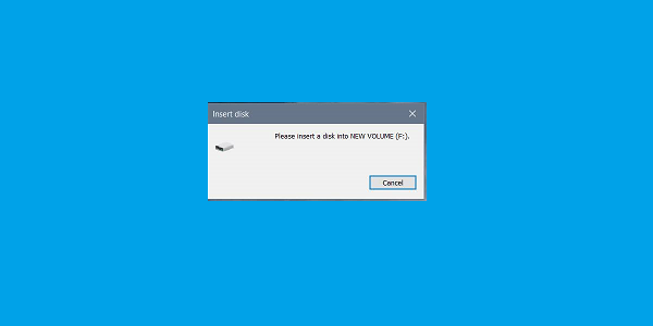 Cara mengatasi please insert a disk into new volume di windows 10 