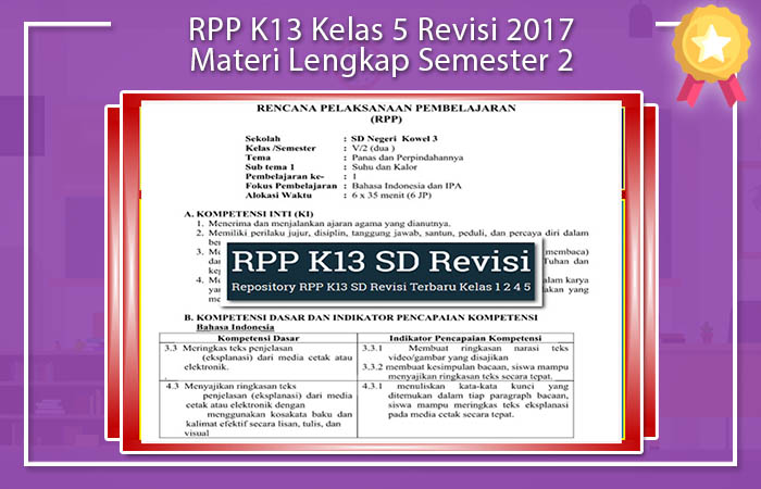 RPP K13 Kelas 5 Revisi 2017 Materi Lengkap Semester 2 RPP K13 Kelas 5 Revisi 2017