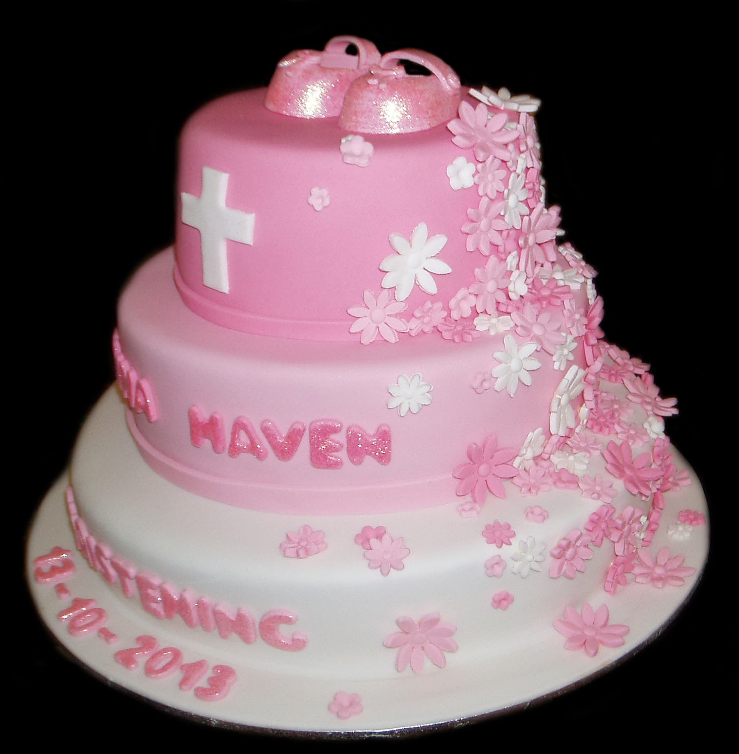 Nada's cakes Pretty Pink Christening Cake by Nada's Cakes Canberra