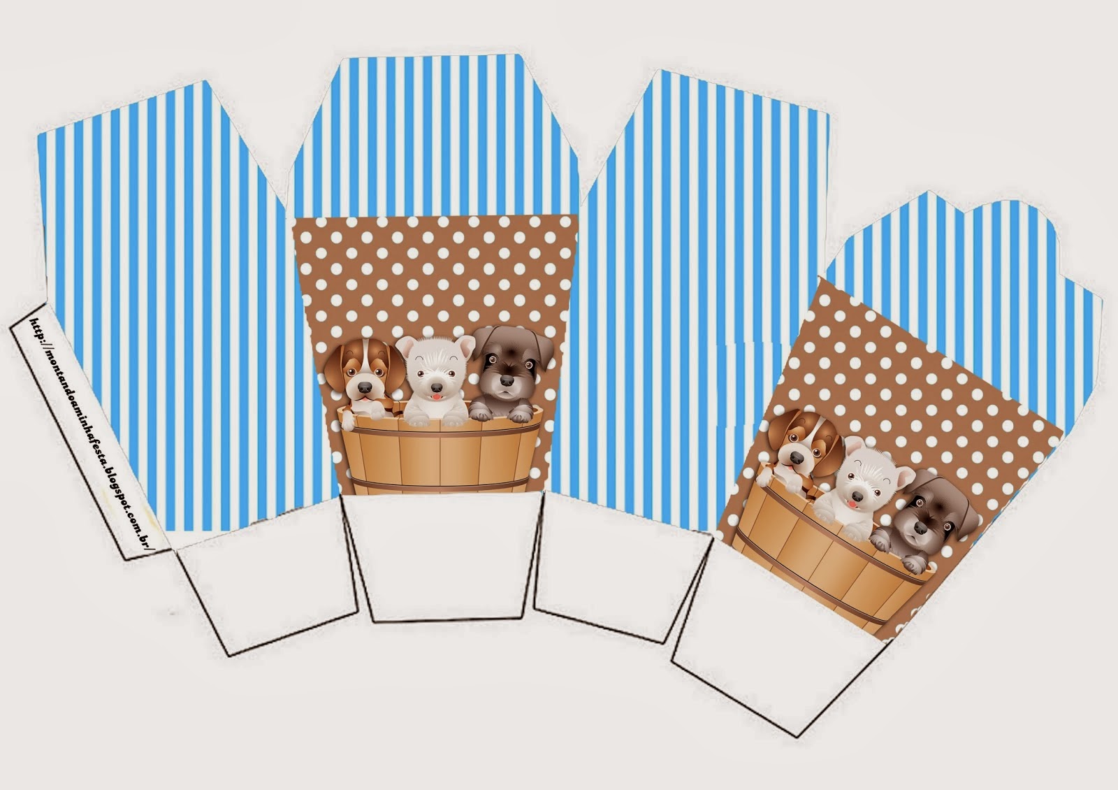 Perritos: Cajas para Imprimir Gratis. Caja tipo "para comida china".