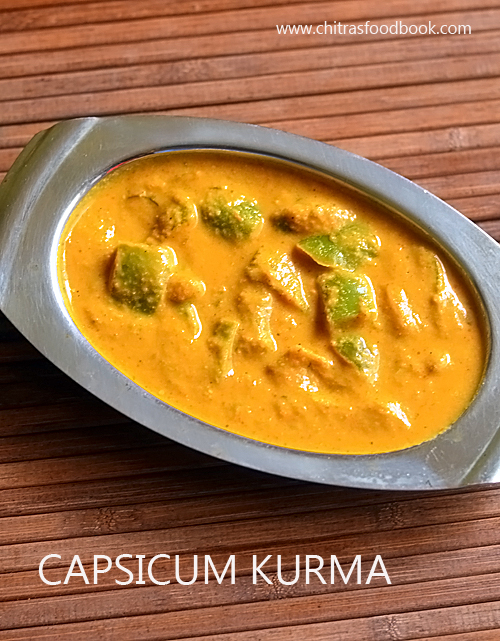 Capsicum kurma recipe - Green Capsicum korma for roti