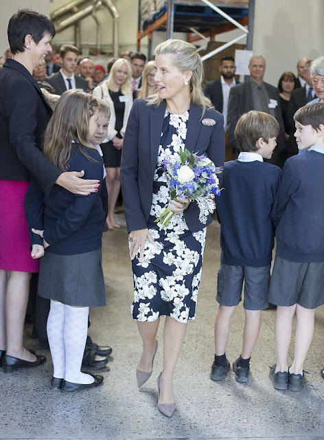 The Countess of Wessex style ERDEM Analena Dress and PRADA Suede Pumps