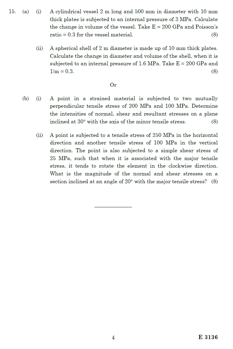 ME2254 Strength of Materials April May 2010 Question Paper University