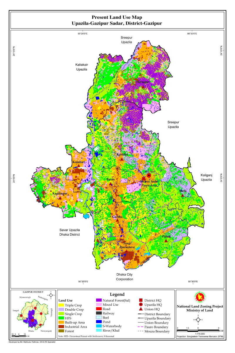 Gazipur Sadar Upazila Mouza Map Gazipur District Bangladesh