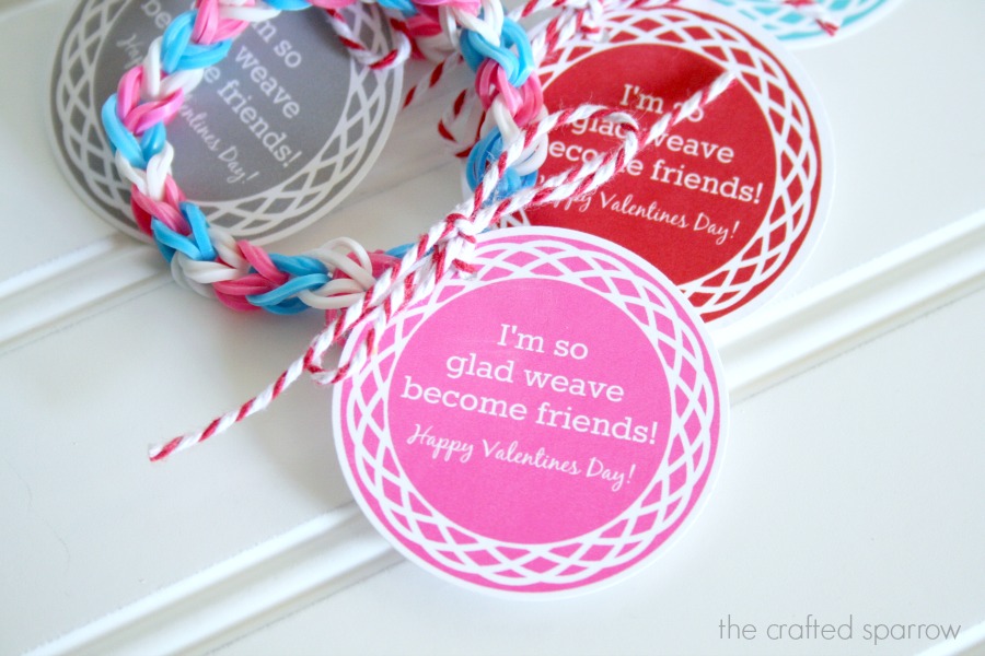 I'm so glad WEAVE become friends. LOOM bracelet Valentine idea with free printable!