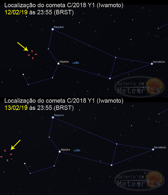 Localização do cometa C-2018 Y1 Iwamoto