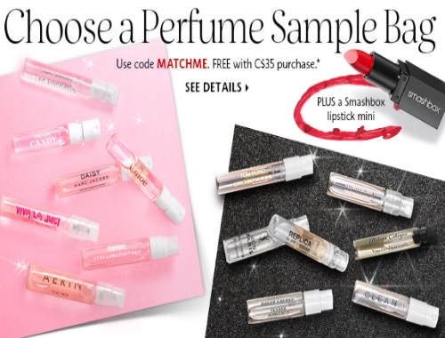 Sephora Free Perfume Sample Bag + Smashbox Lipstick + 3x Beauty Insider Points on Fragrances