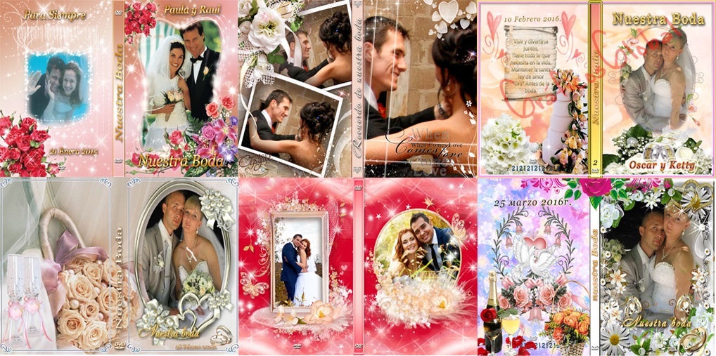 9 DVDs portadas BODAS plantillas psd