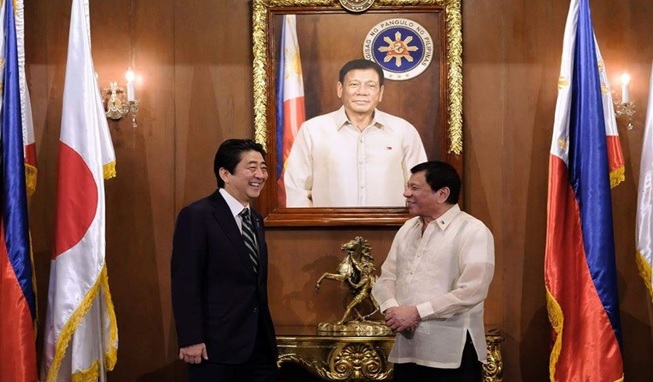 Japanese Prime Minister Shinzo Abe is the first head of government to visit the Philippines under the Duterte administration. 