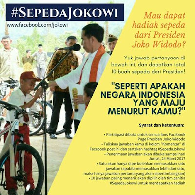 Kuis Berhadiah 10 Sepeda di Facebook Jokowi