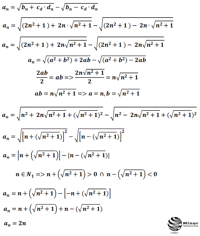 Wykazać, że kolejne wyrazy ciągu (an) dla każdego nϵN1 są liczbami naturalnymi podzielnymi przez 2.