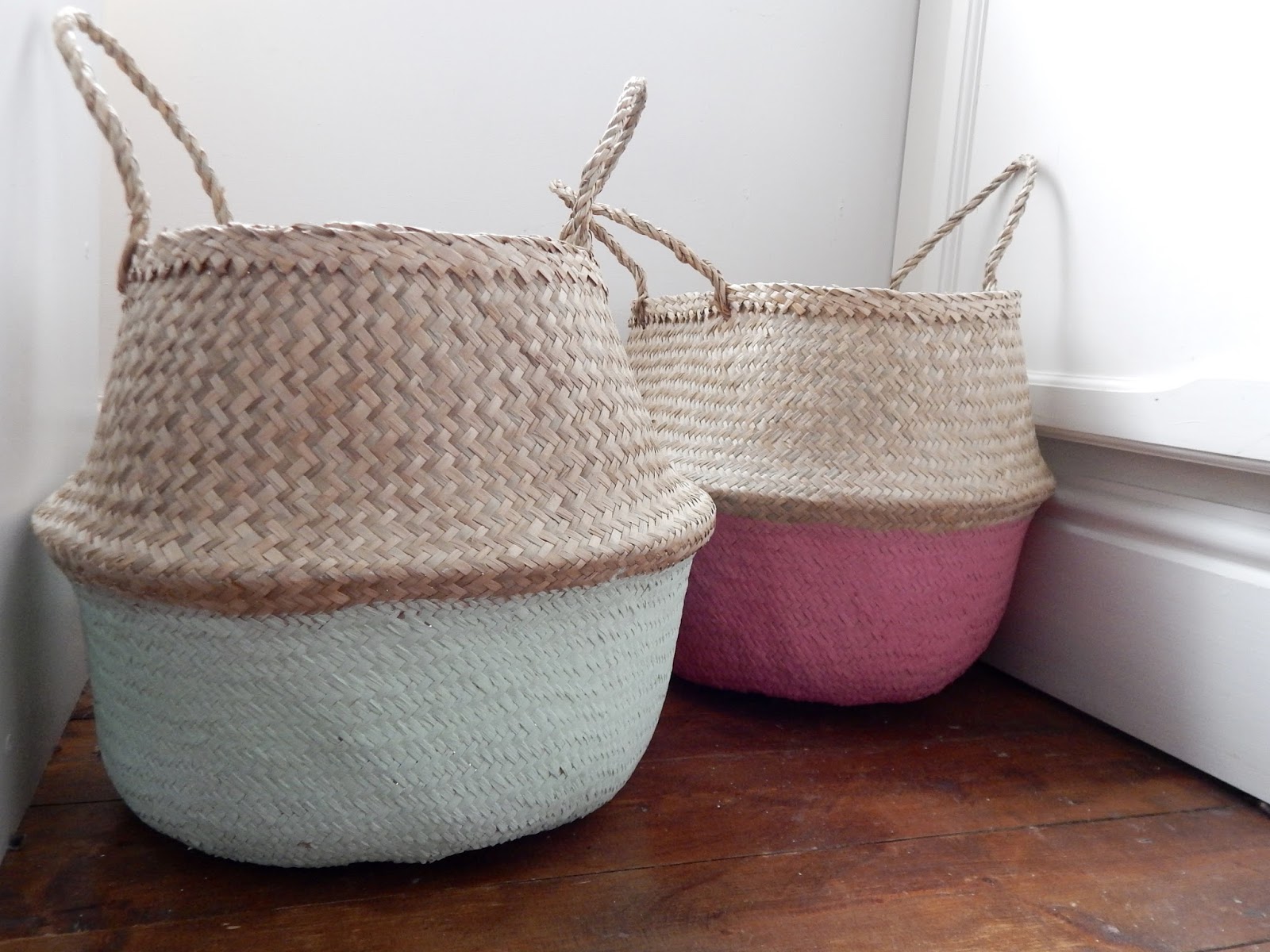 Someone, Somewhere Made Painted Seagrass Baskets