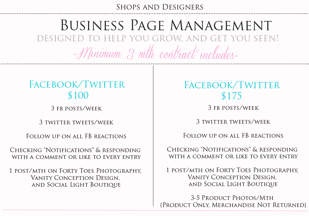 SocialLight Boutique Social Media Management Pricing