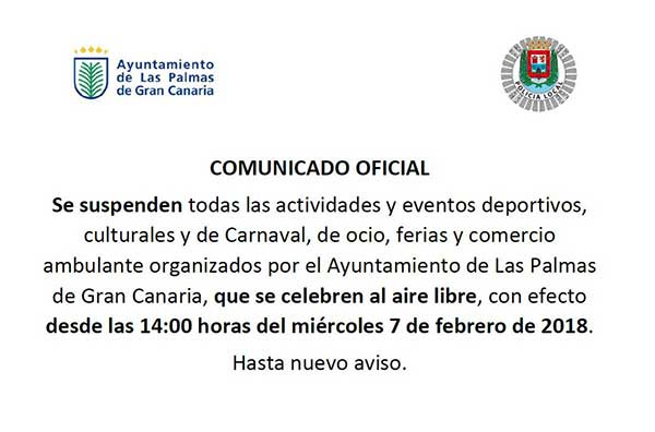 Suspendidos actos de carnaval y otras actividades en Las palmas de Gran Canaria Suspendidos actos de carnaval y otras actividades en Las palmas de Gran Canaria