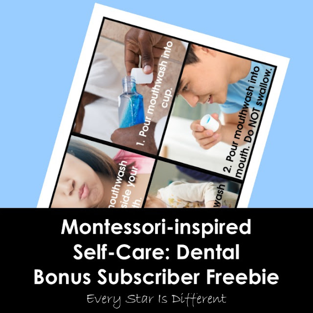 Montessori-inspired Self-Care: Dental Bonus Subscriber Freebie-How to Use Mouthwash