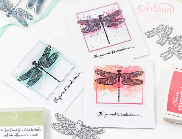 Aquarell Karten mit Libelle von Stampin Up! Stampin Up Libelle