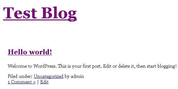 Minimal WordPress theme index page