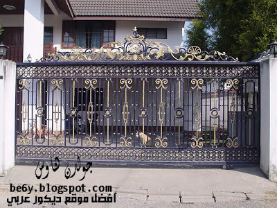 صور ابواب وبوابات حديد مودرن منزلقة, بوابات حديد مدهبة, glided iron gates designs