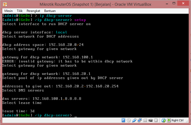 Cara Setting DHCP Server di Mikrotik - I Gede Arya Surya Gita