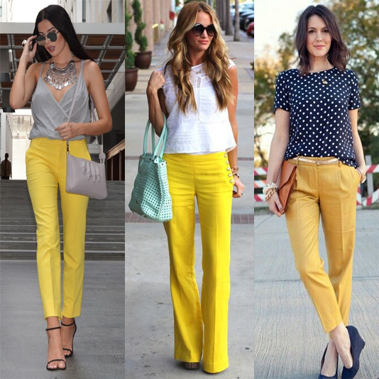 MUJER CON ESTILO: Maneras de combinar el Amarillo | Moda Pantalon amarillo mujer, Ropa