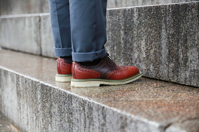 j shoes x sanders collaboration, british made brogues worn by men's fashion blogger mat buckets in manchester