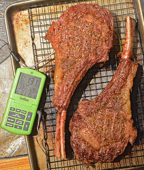 Reverse Seared Tomahawk Steaks on the Grill