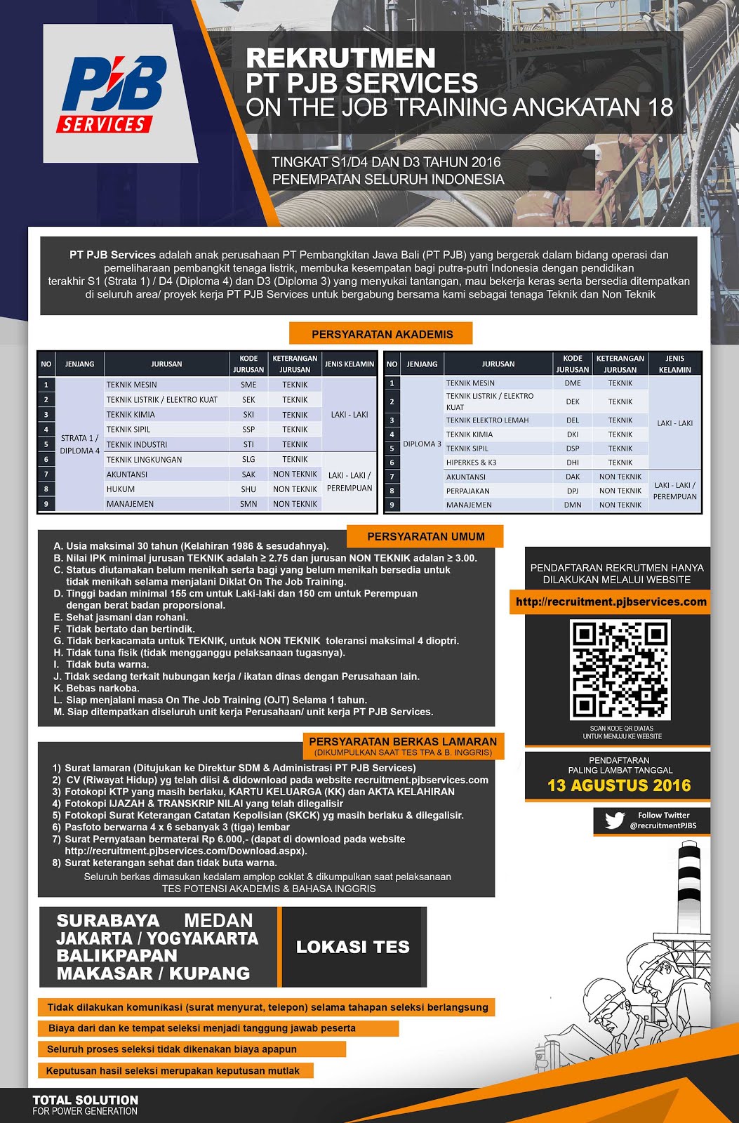 Recruitment PJB SERVICE Angkatan 18 Recruitment PJB SERVICE Angkatan 18