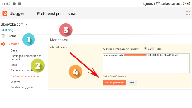 halaman Aktifkan konten ads.txt kustom di blogger.com halaman Aktifkan konten ads.txt kustom di blogger.com