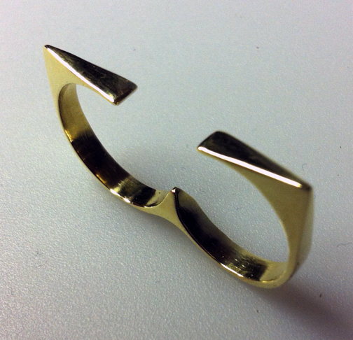 Matt White Jewelry: Split two finger brass ring